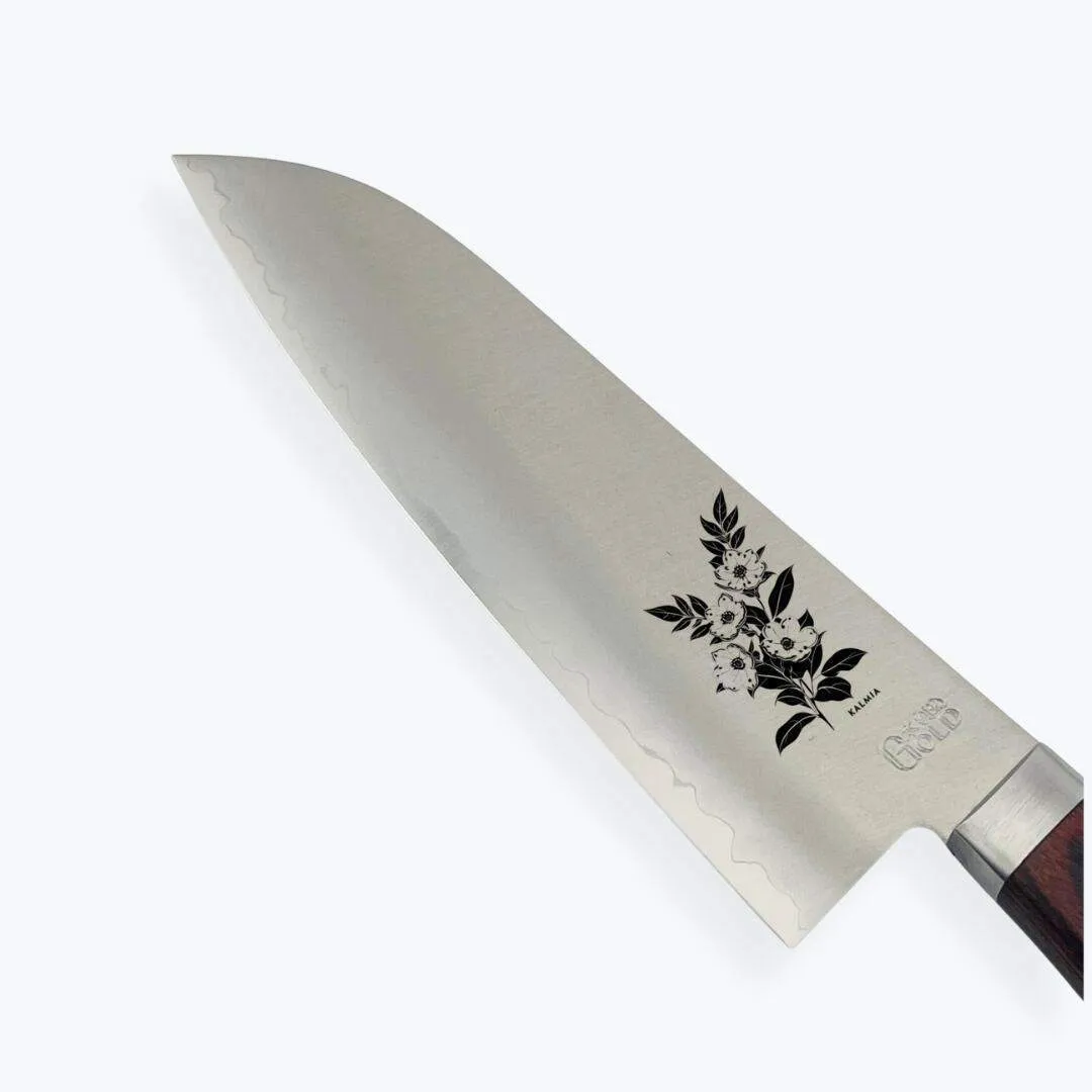 【カルミア】三徳包丁　刃渡り16.5cm　日本製　名入れ　刻印　手研ぎ