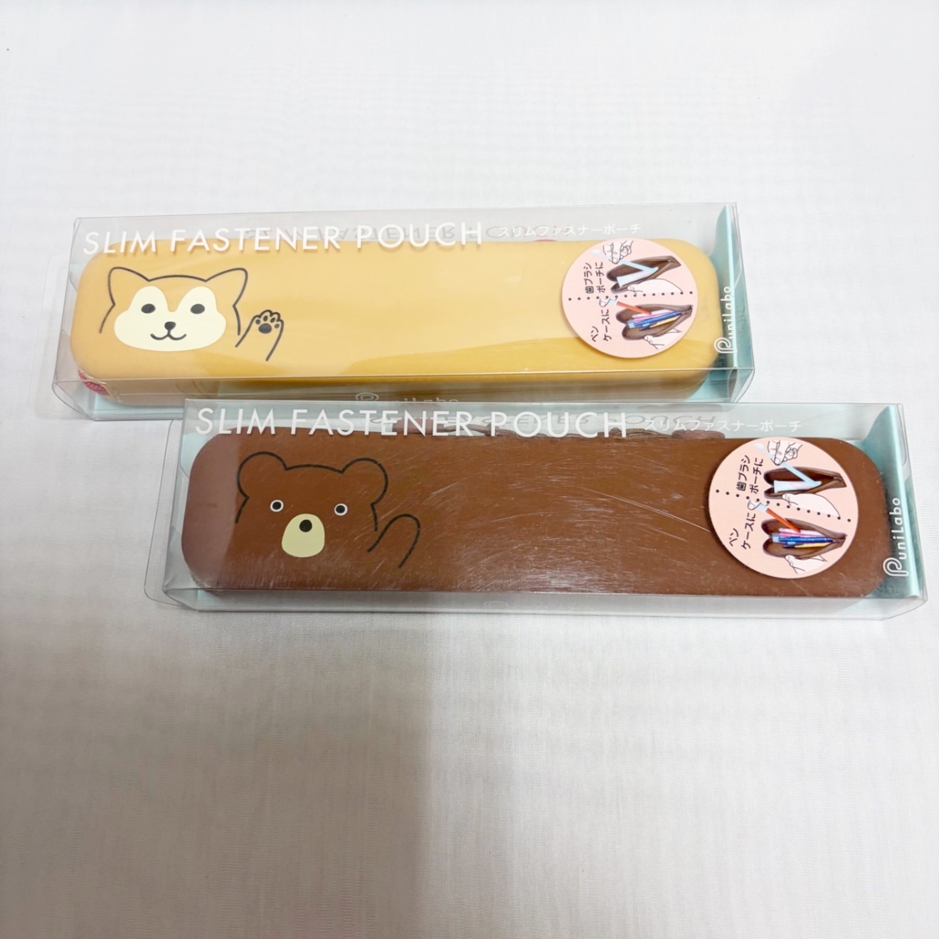 プニラボ　スリムファスナーポーチ〈クマ〉