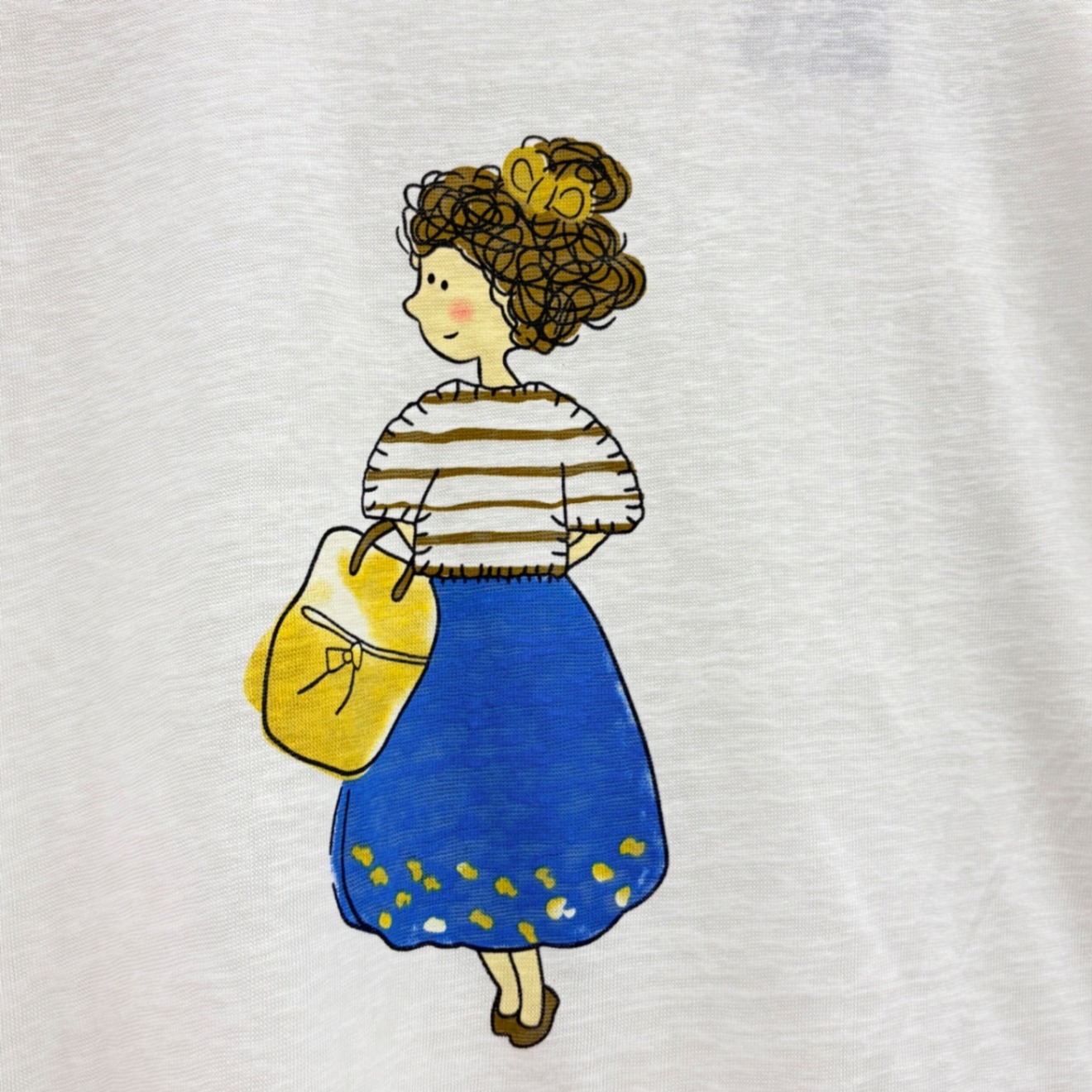 【さらっと着れる】
イラストプリント コットンTシャツ 白　ゆったり
大人可愛い　