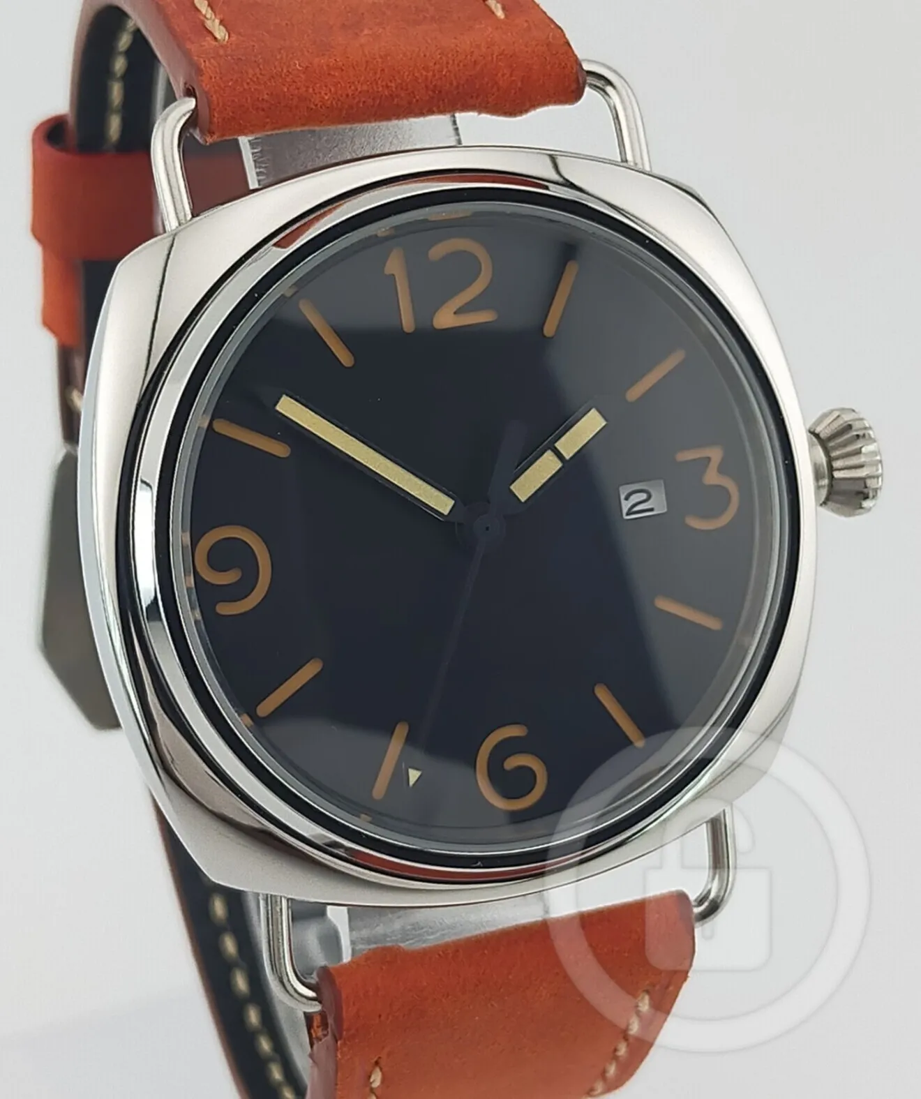 【レトロコア仕様にして安心の国産NH35搭載/新品】裏スケ レッドブラウンレザー