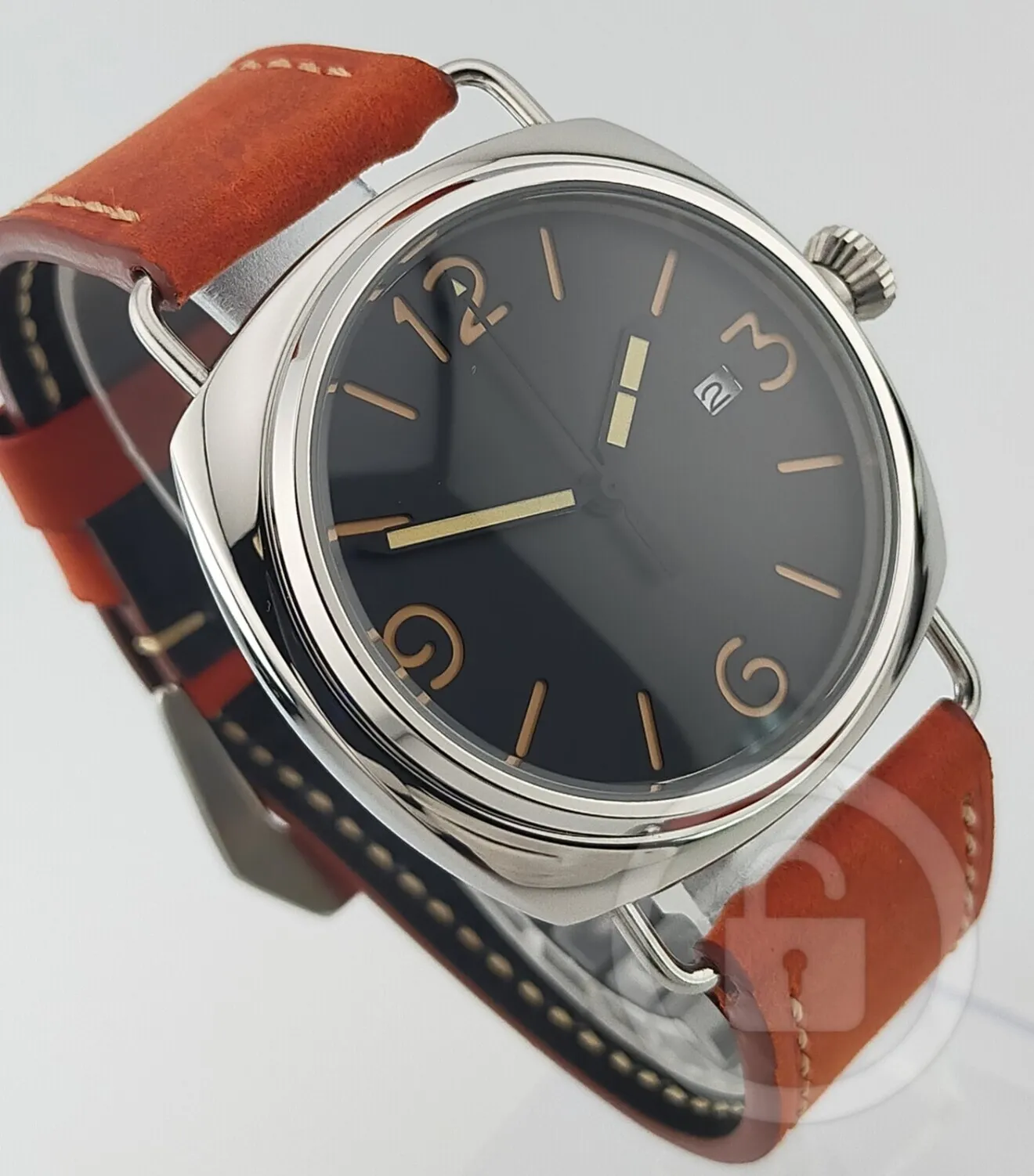 【レトロコア仕様にして安心の国産NH35搭載/新品】裏スケ レッドブラウンレザー