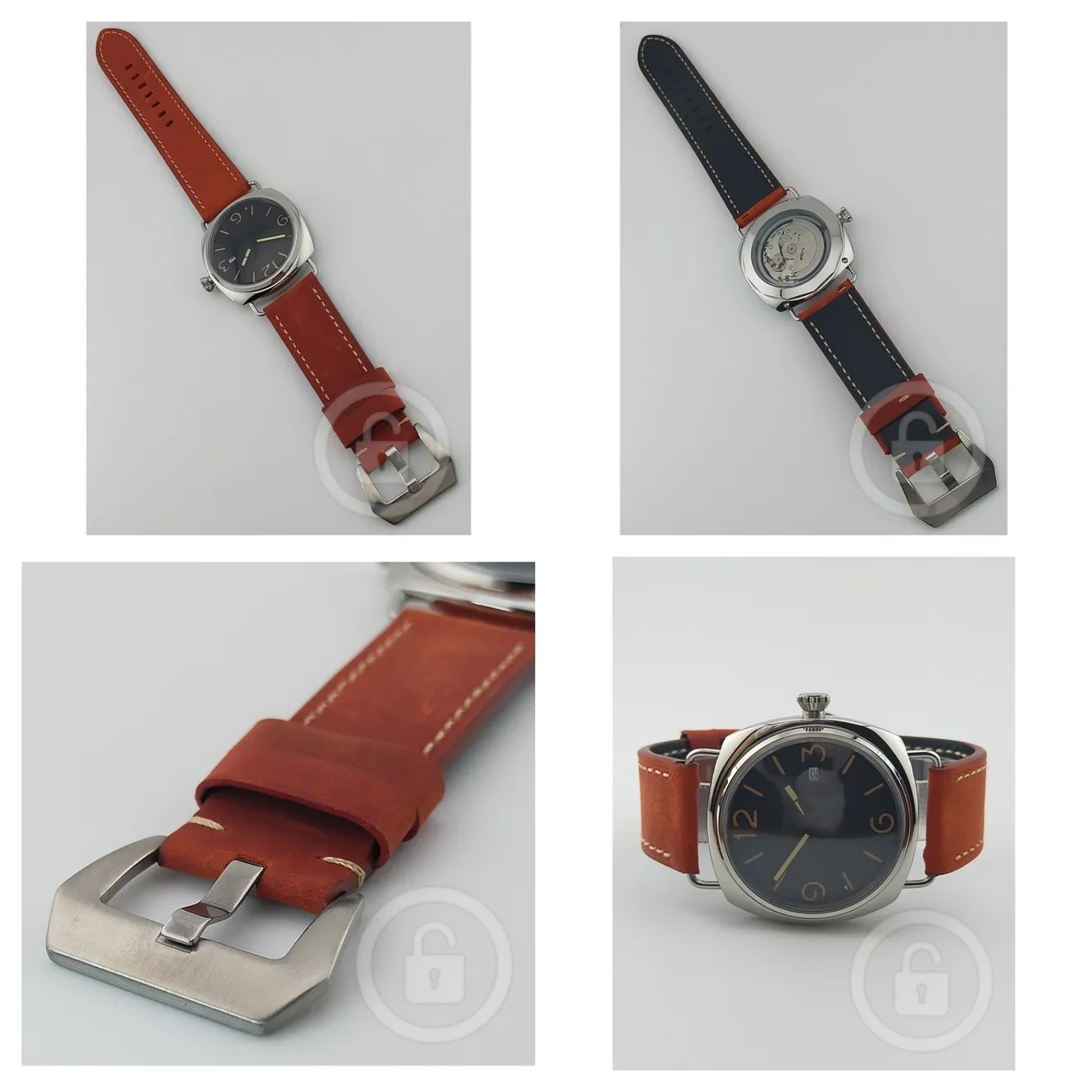 【レトロコア仕様にして安心の国産NH35搭載/新品】裏スケ レッドブラウンレザー