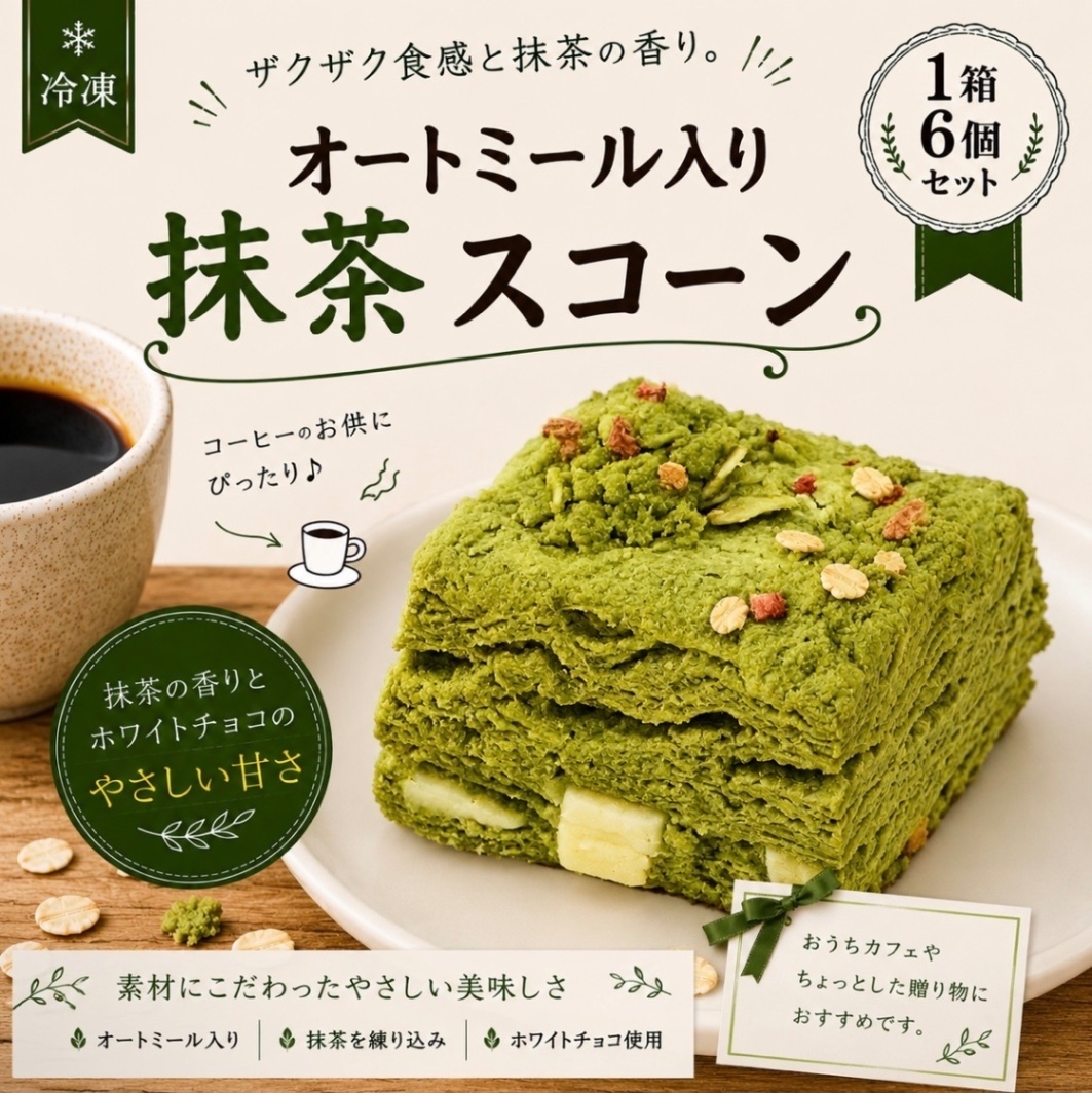 【冷凍】抹茶×ホワイトチョコスコーン 1箱6個セット
