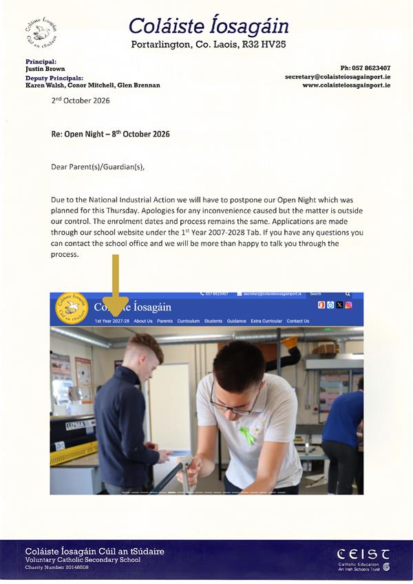 Open Night Cancellation Notice