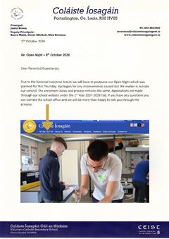 Open Night Cancellation Notice