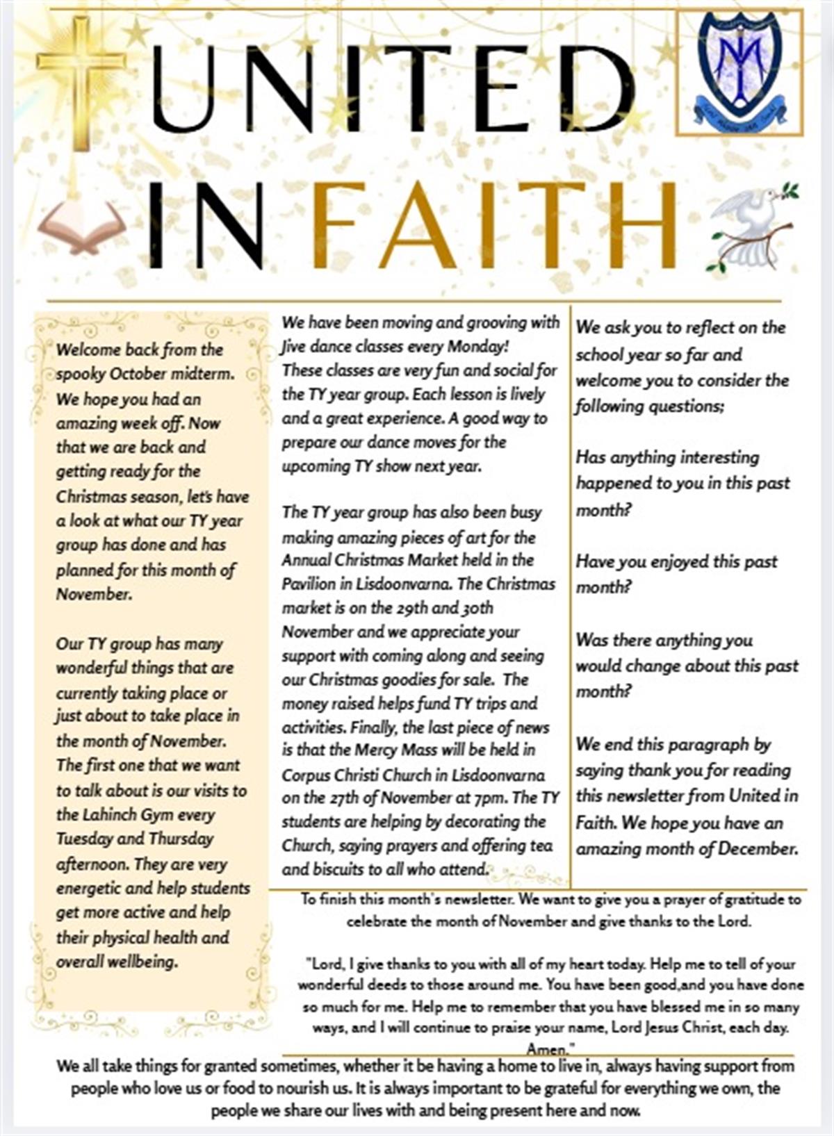 November TY United in Faith Newsletter