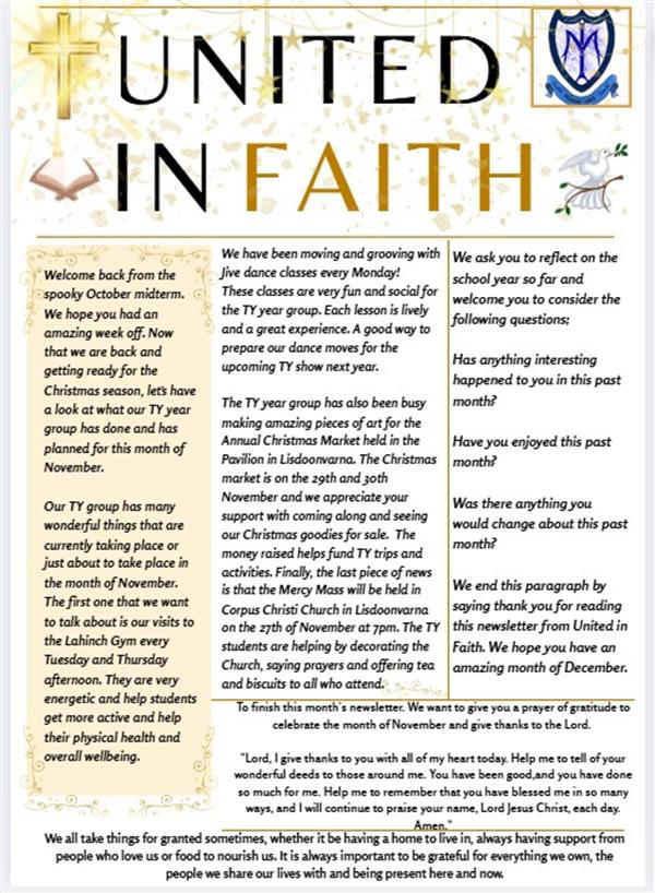 November TY United in Faith Newsletter