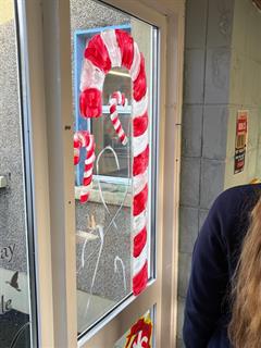 Art students and Ms Normoyle getting ready for Christmas here in St Josephs Community College