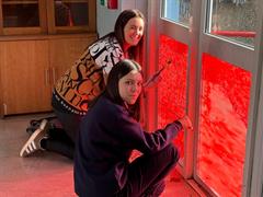 Art students and Ms Normoyle getting ready for Christmas here in St Josephs Community College