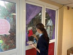 Art students and Ms Normoyle getting ready for Christmas here in St Josephs Community College