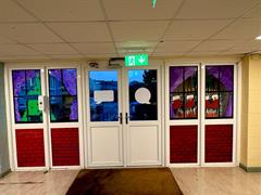 Art students and Ms Normoyle getting ready for Christmas here in St Josephs Community College