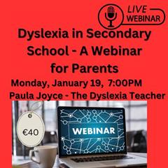 Dyslexia in Secondary School Webinar