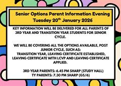 Senior Cycle Parent Information Evening