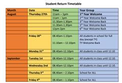 Return to school information
