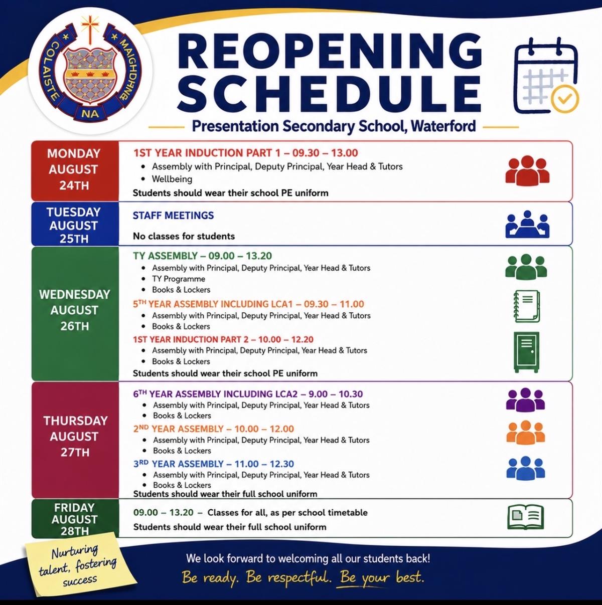 Return Schedule August 2026