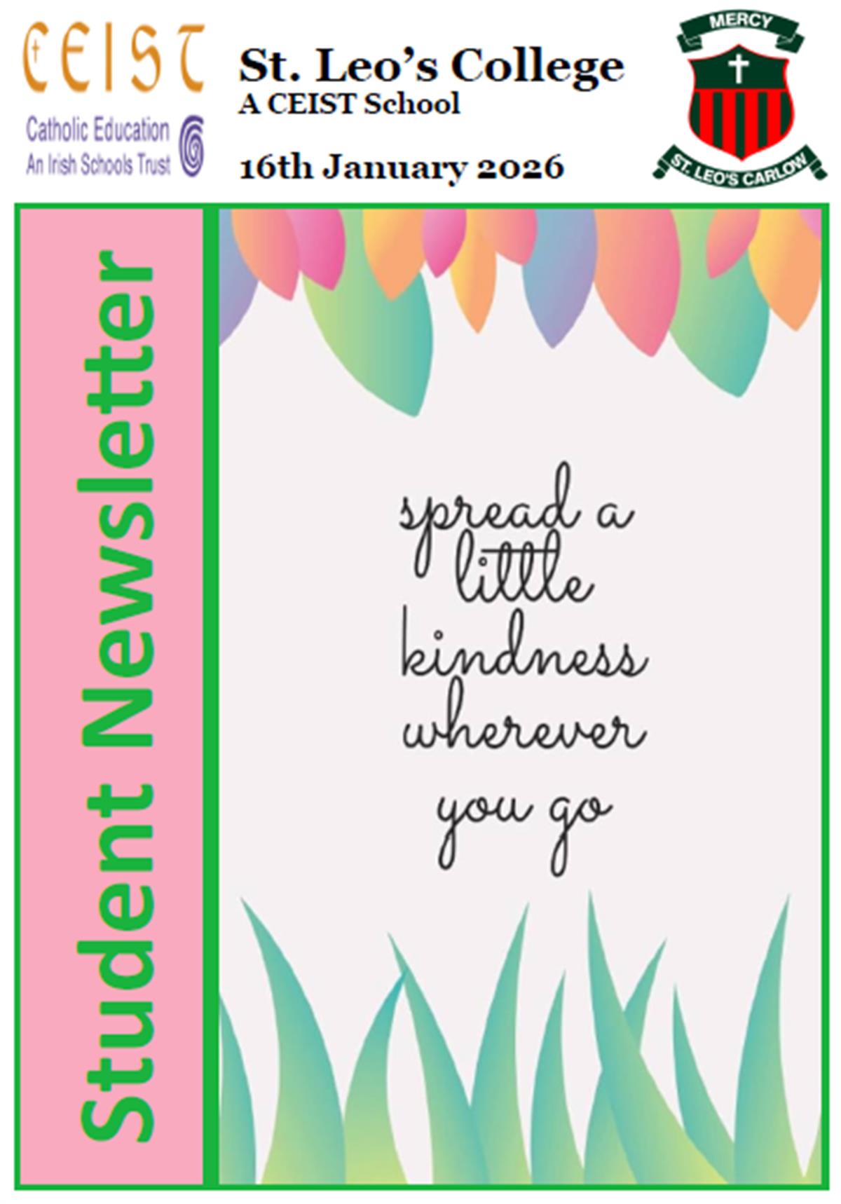 Student Newsletter 16th January 2026