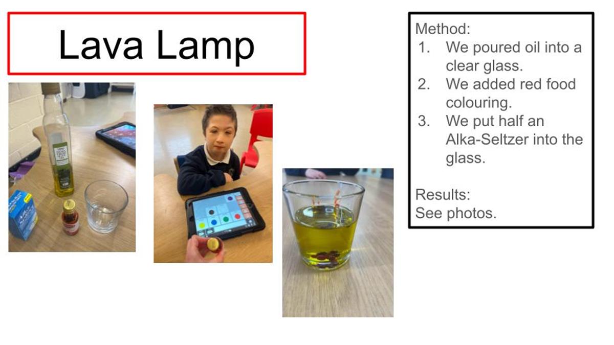 Science Week - Lava Lamp Experiment by Class 1