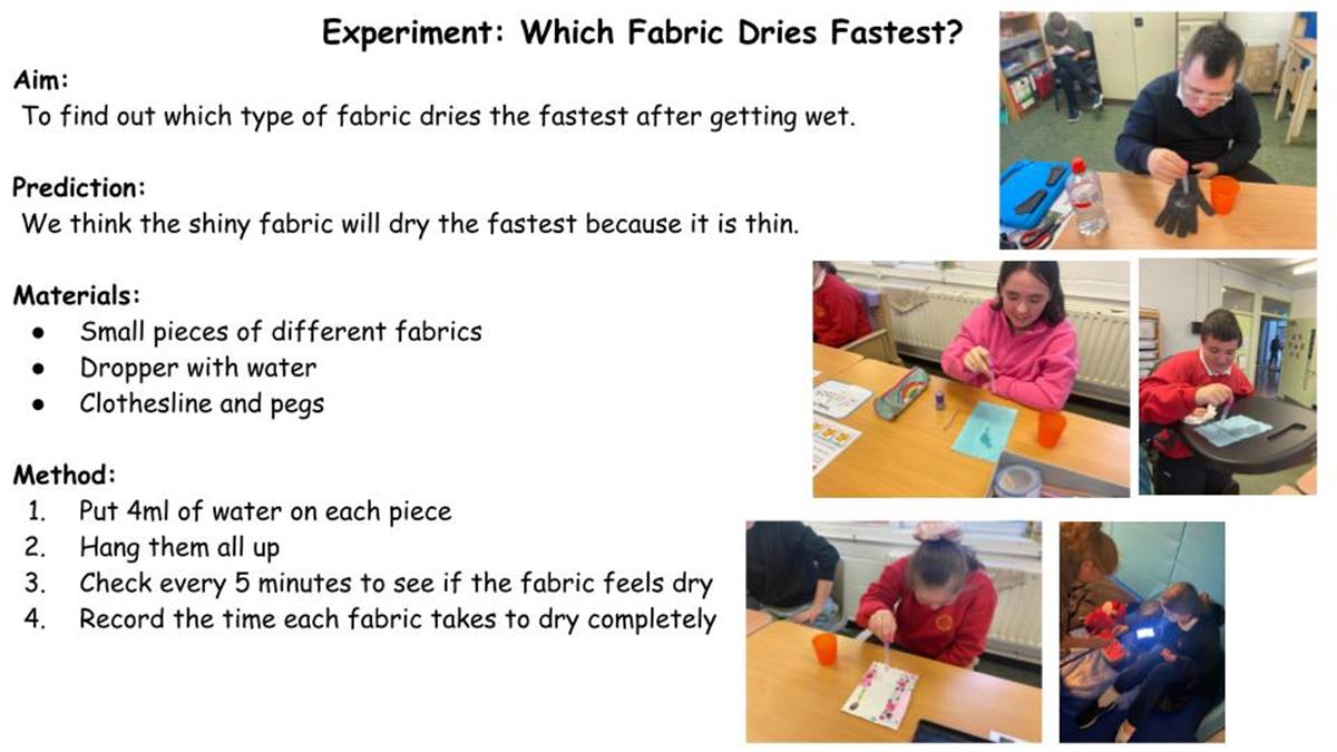 Science Week - Which fabric will dry the fastest?