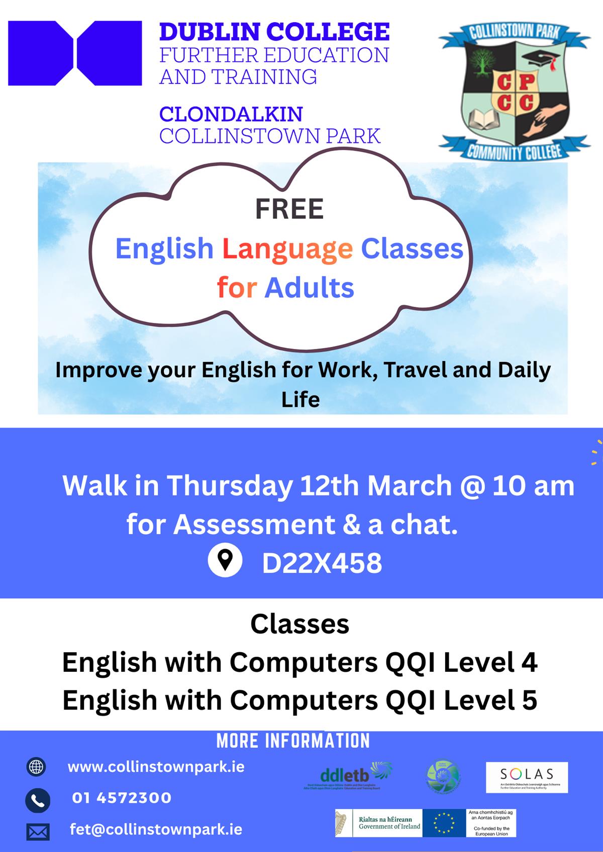 ESOL Walk in Thursday 12th March 2026