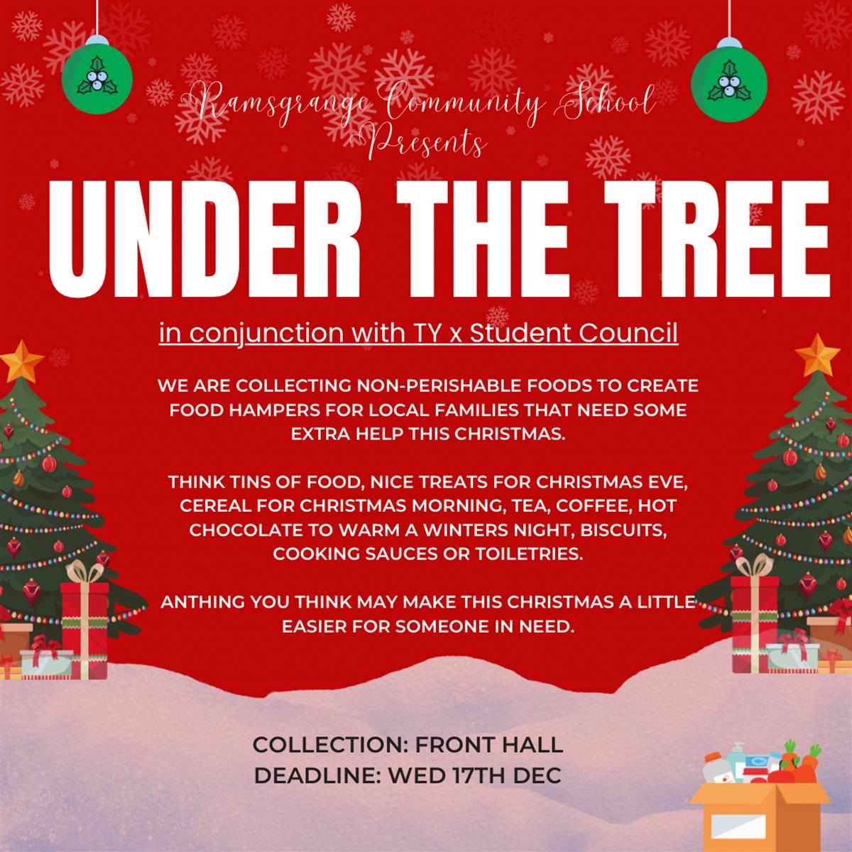 Call for Donations for Christmas Hampers!