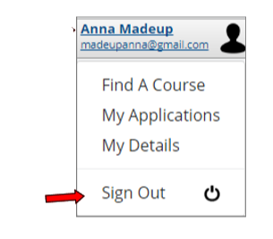 Fetch Courses sign out