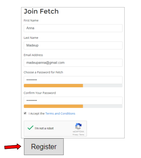 Fetch Courses registration screen