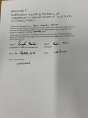 Notification regarding the BOM annual review of Bí Cinéalta Policy