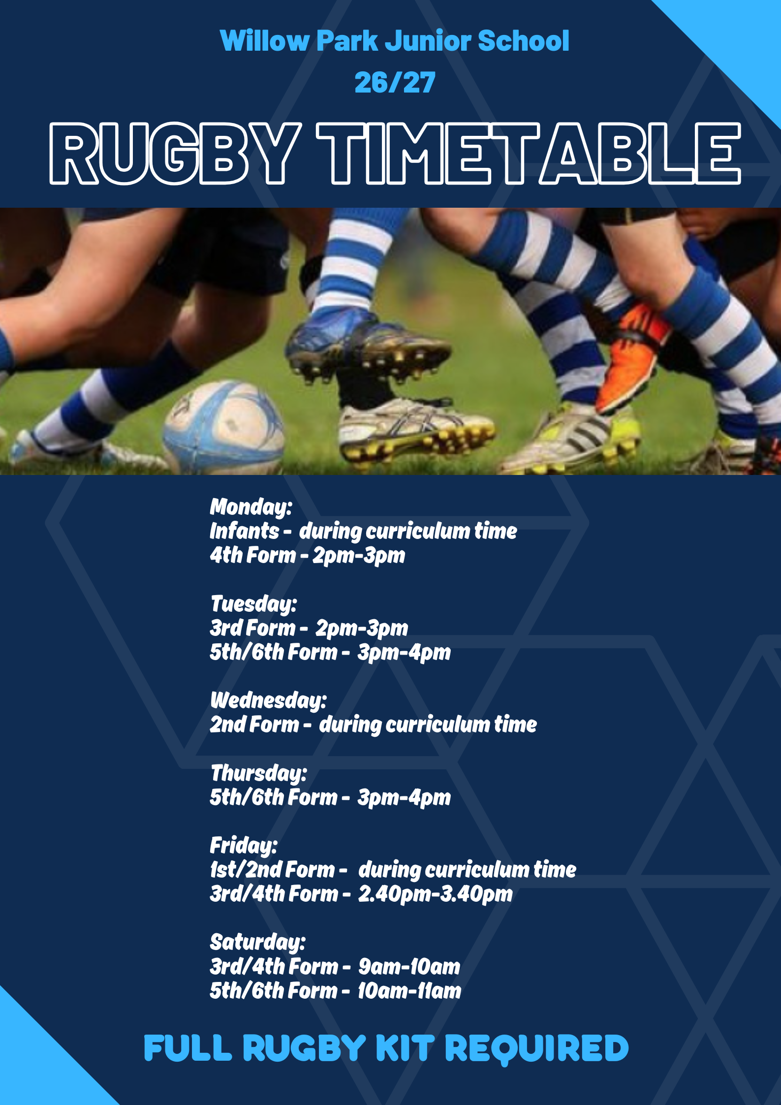 Rugby Timetable Poster