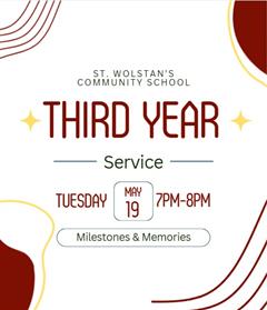 Third Year Service Tuesday 19th May