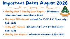 Important Dates for All Year Groups