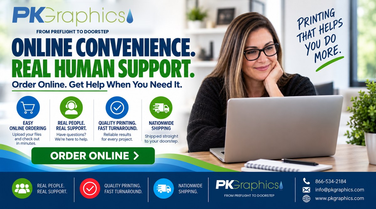 PKGraphics Online Printing with Real Human Support and Nationwide Shipping