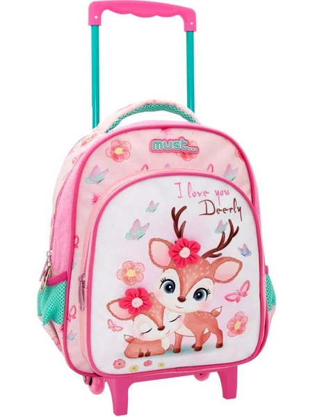 MUST - Must Σχολική Τσάντα Νηπίου Trolley Bag I LOVE DEERLY με 2 Θήκες 27x10x31cm  Diakakis 584996