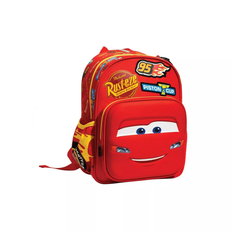 BMU - Gim Junior Backpack CARS BADGES Σχολική Τσάντα Πλάτης Νηπίου Μ25 x Π15 x Υ30εκ με 2 Κεντρικές Θέσεις  Κόκκινο Χρώμα 341-46054