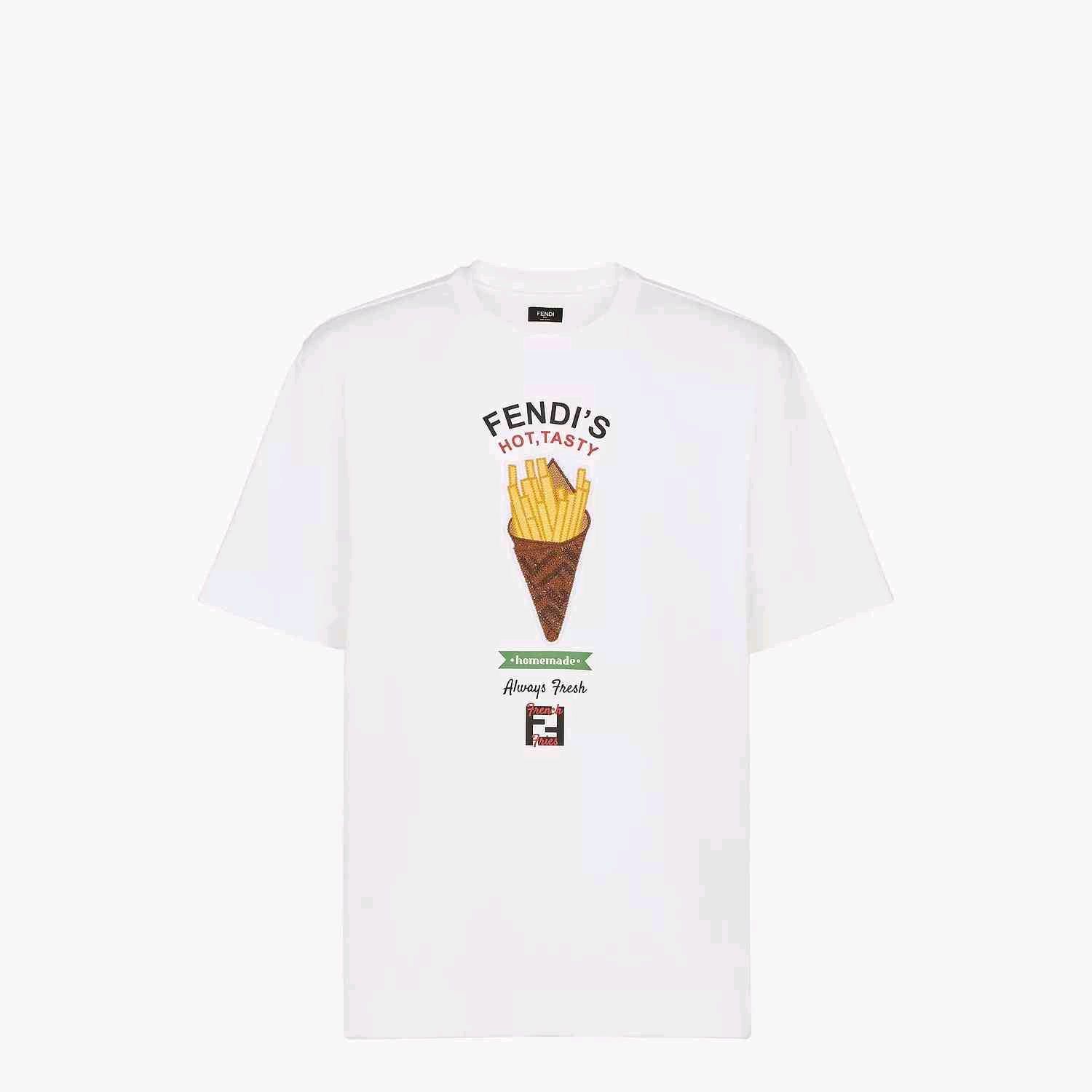White cotton Fendi licious T-shirt