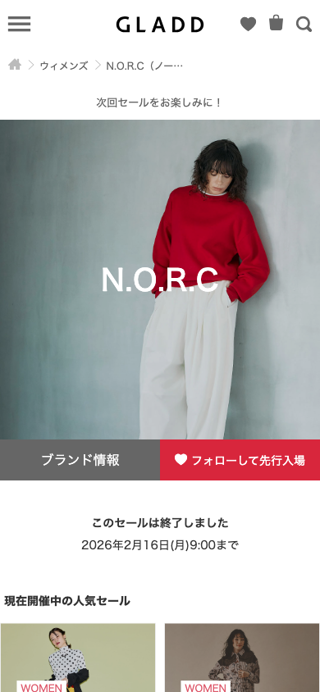 N.O.R.C（ノーク）レディース のアイテム｜GLADD(グラッド) - 2026年2月16日(月)まで