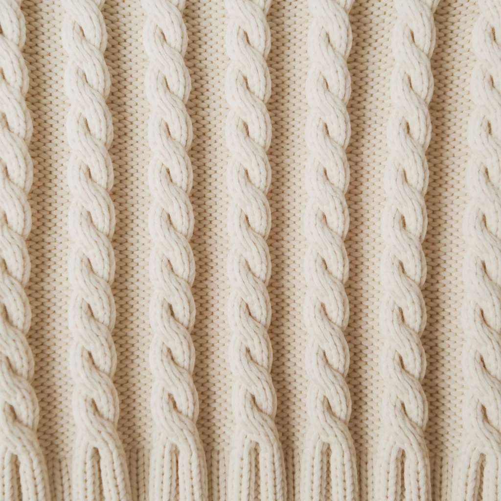 Cream cable-knit fabric reference