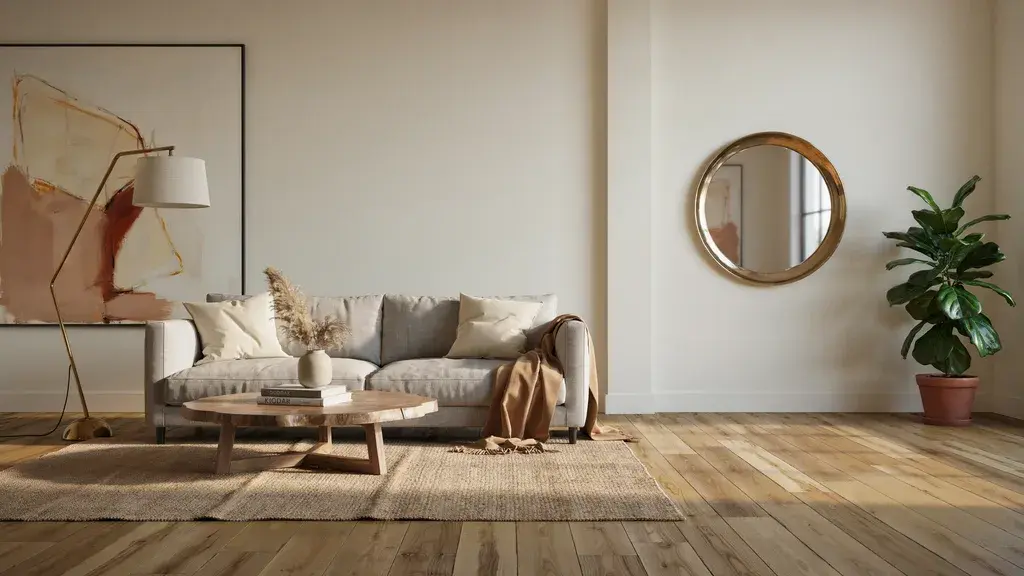 Living room generated from a natural-language prompt with general placement cues