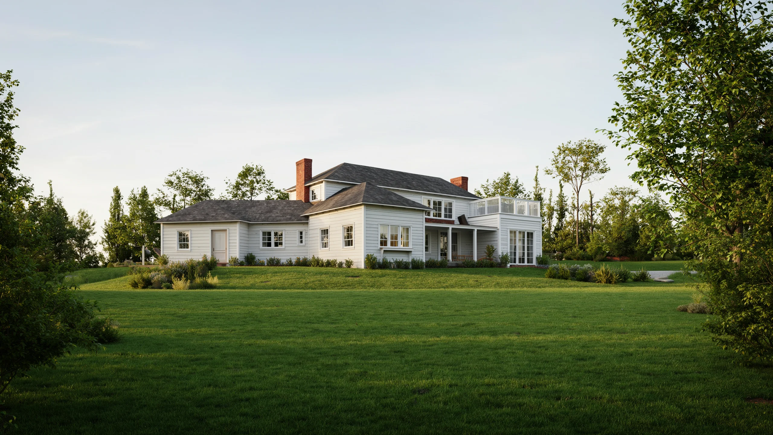 Architect's house elevation to a real-estate photograph