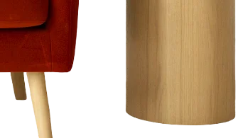 A close-up of Pixelcut's cutout with the chair leg and the side table, and no lamp cord or base.