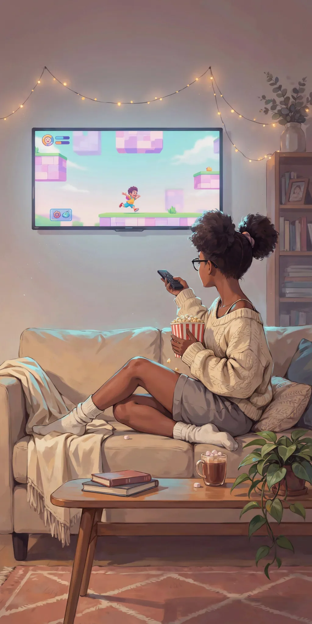 Illustration of a teacher using a classroom television