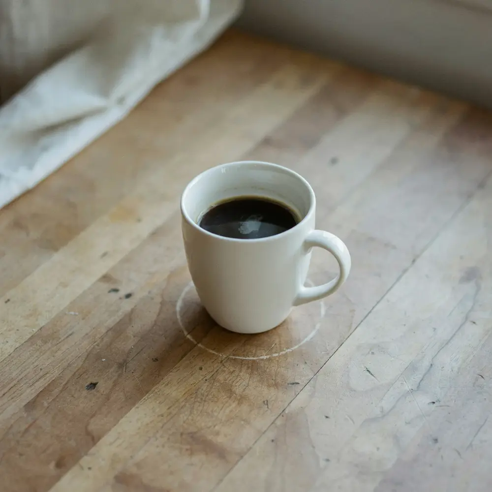 A plain white mug on a table