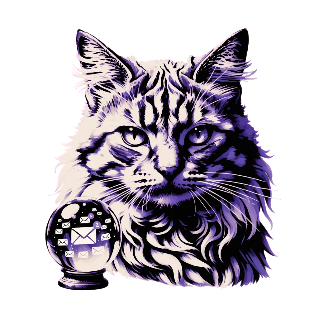 Painterly portrait of a long-haired cat staring directly at the viewer with judgment