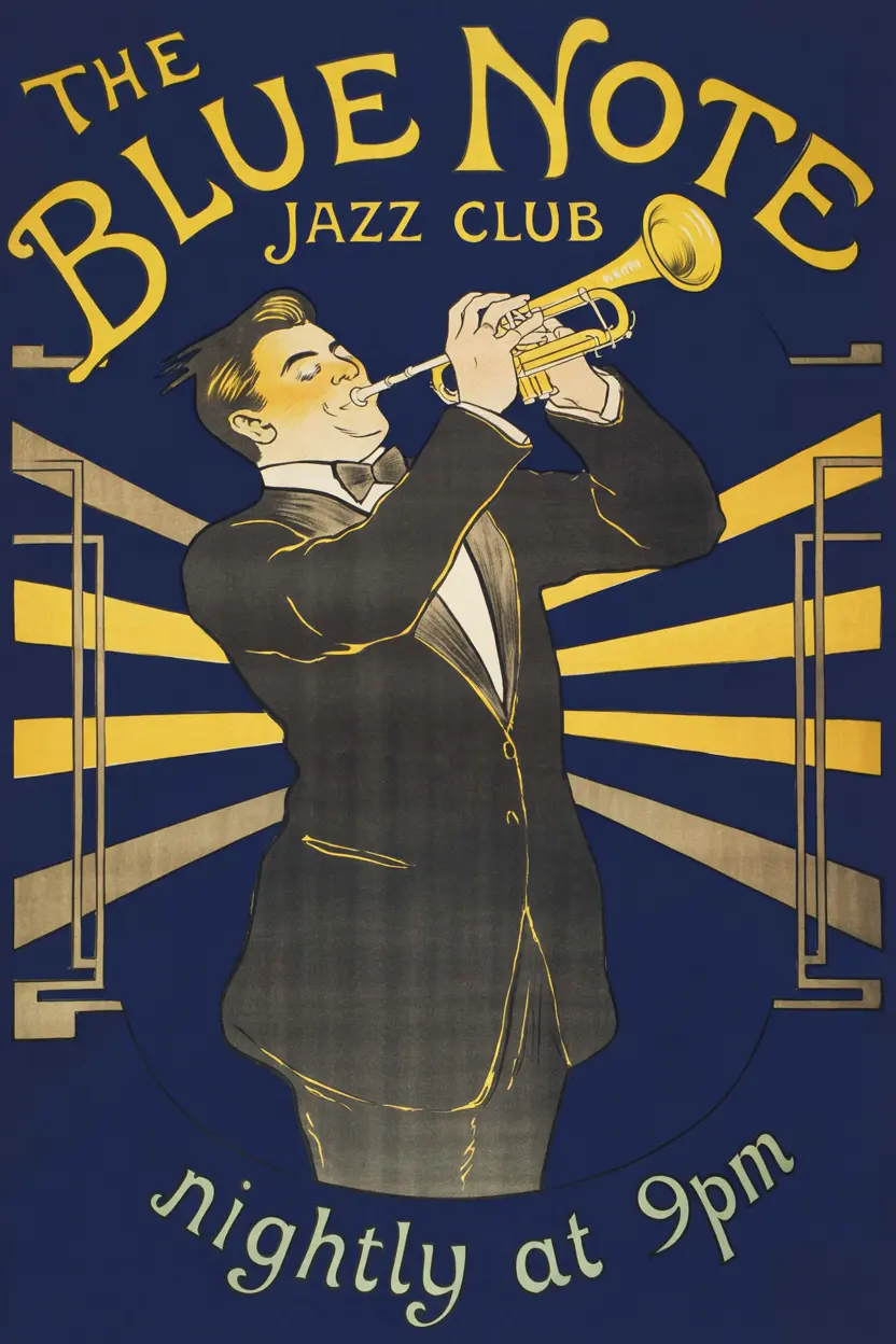 The Blue Note jazz club poster, 1930s