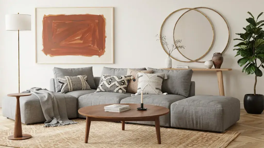 Living room generated from a JSON prompt with explicit bounding boxes for each element