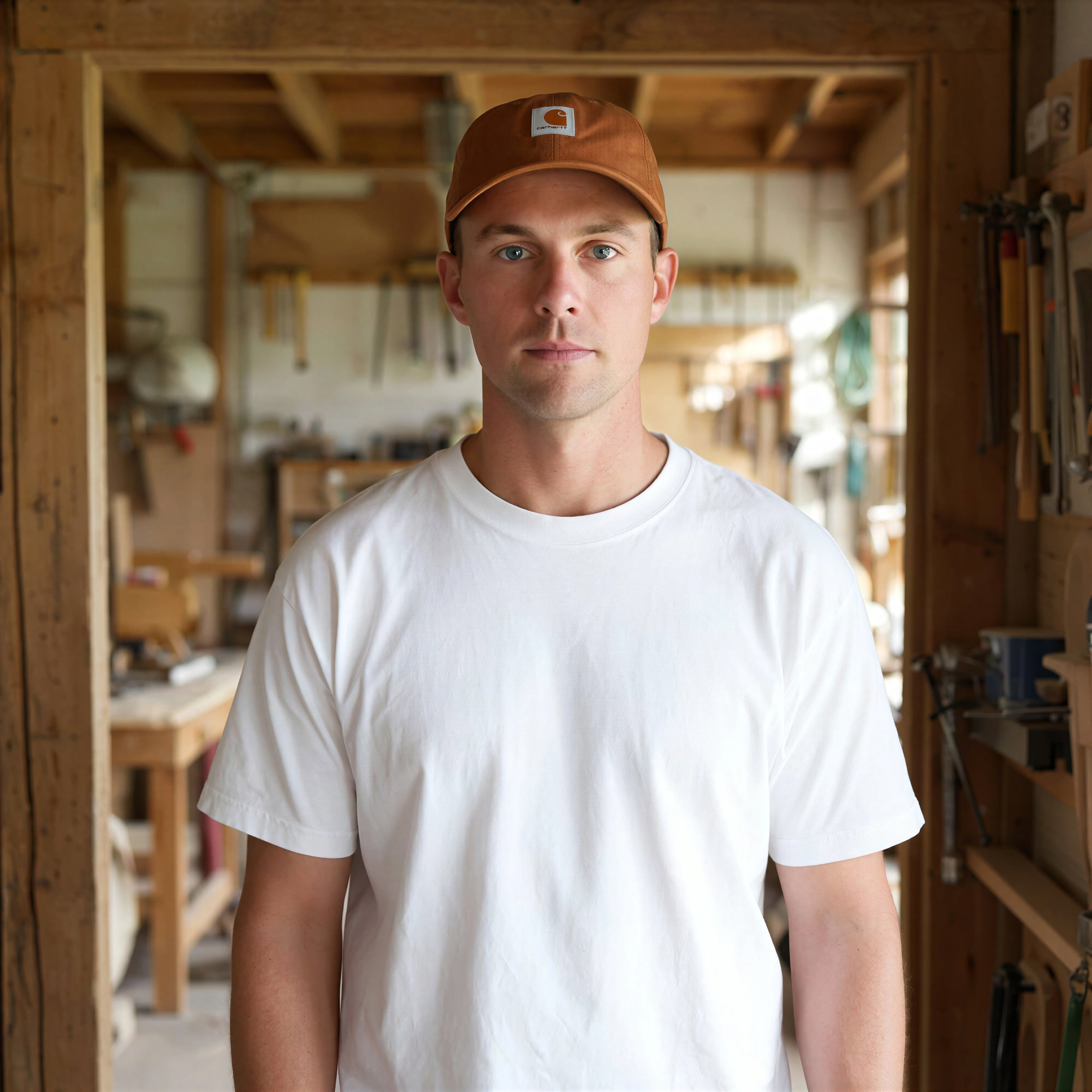 The cap fixed with a context window, carhartt woven cleanly on the label
