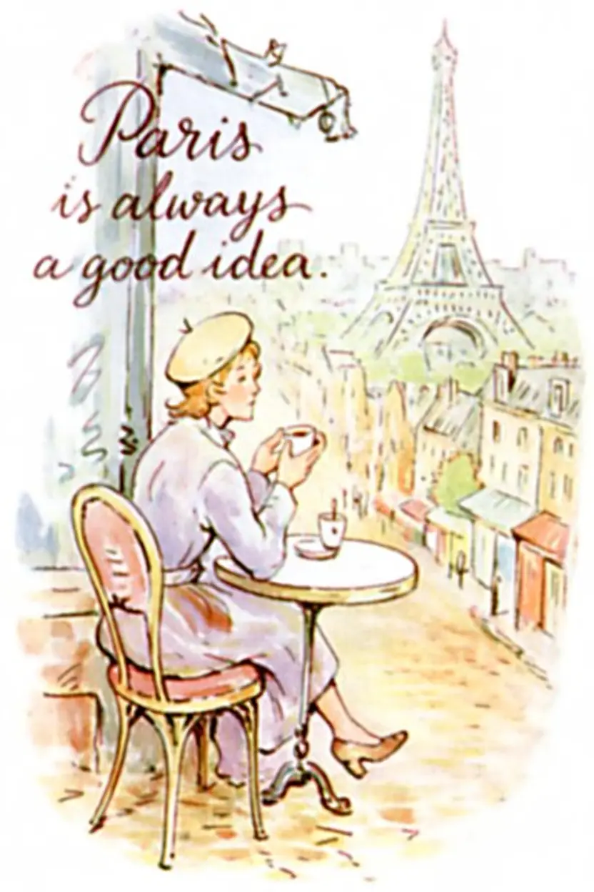 Watercolor Paris bistro scene