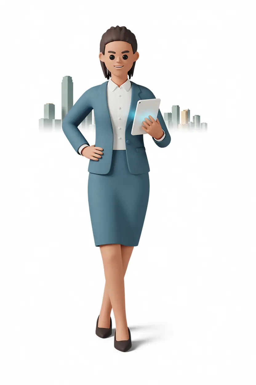 Businesswoman holding a glowing tablet