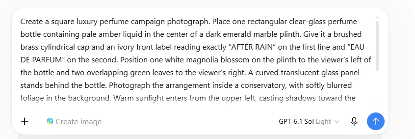 ChatGPT Images interface and recorded test settings from the supplied article.