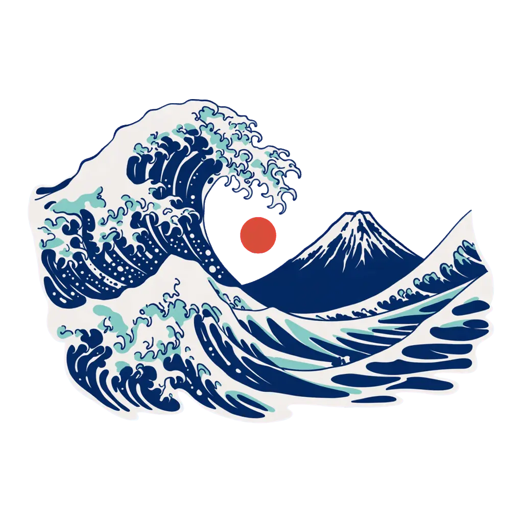 Japanese wave with Mount Fuji