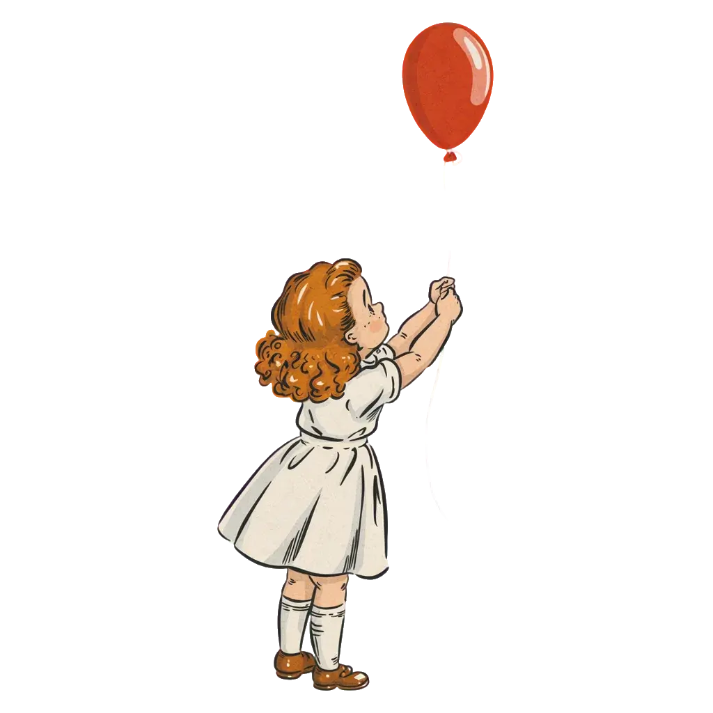 Original: vintage illustration of a girl with a balloon